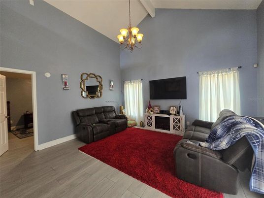 Chandelier, Interior, Living room, Wood Texture Flooring