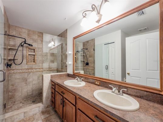 Bathroom, Dual Sink Vanities, Glass Shower, Interior