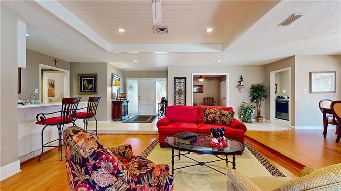 Interior, Living room, Recessed Lighting, Wood Texture Flooring