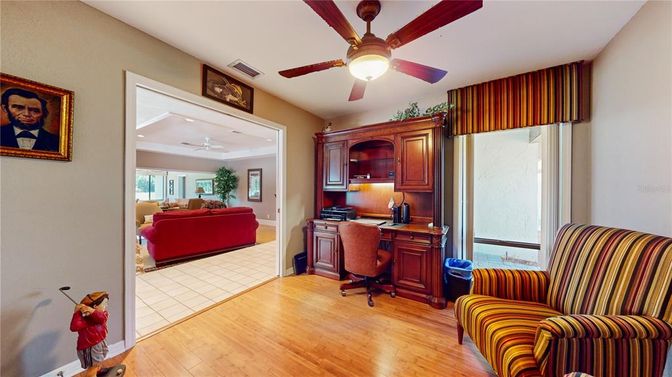 Home Office, Interior, Living room, Recessed Lighting, Wood Texture Flooring