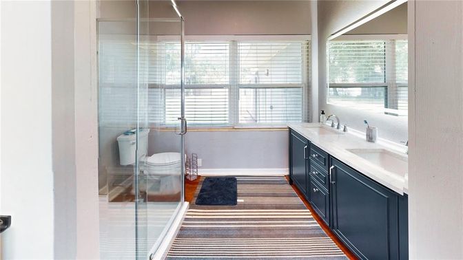 Bathroom, Dual Sink Vanities, Glass Shower, Interior