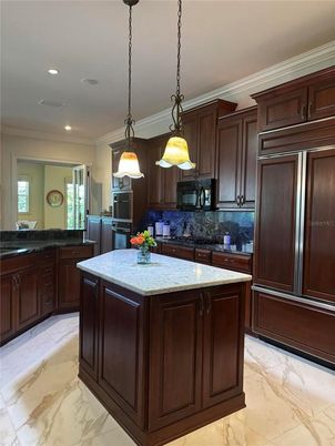 Interior, Kitchen, Marble, Pendant Lights, Recessed Lighting