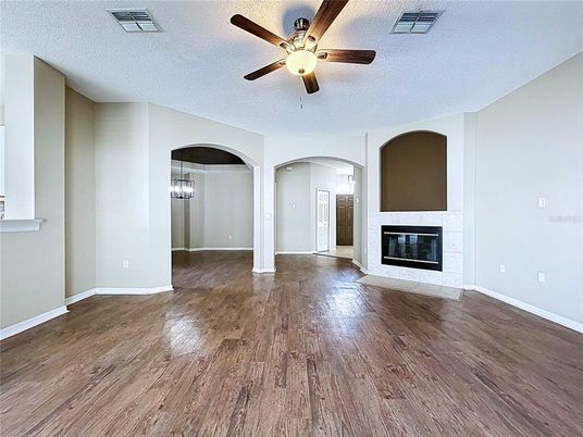 Empty room, Fireplace, Interior, Wood Texture Flooring