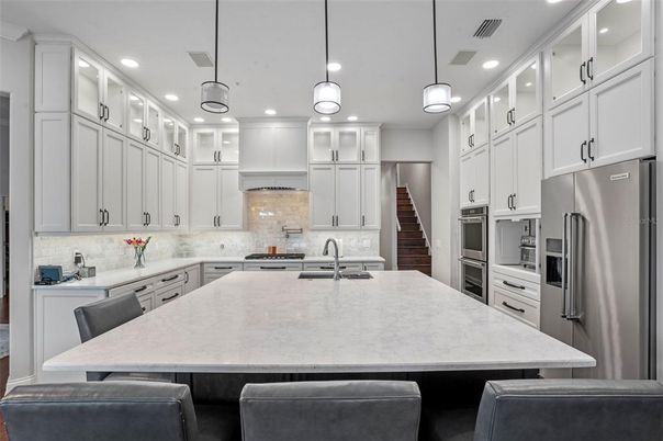 Interior, Kitchen, Pendant Lights, Recessed Lighting, Stainless Steel Appliances