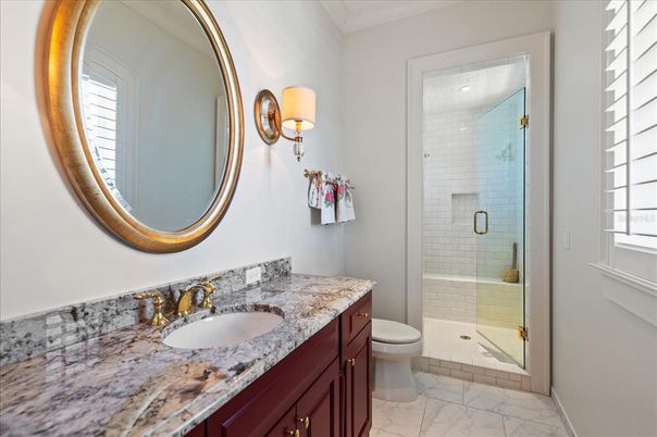 Bathroom, Dual Sink Vanities, Glass Shower, Interior, Marble