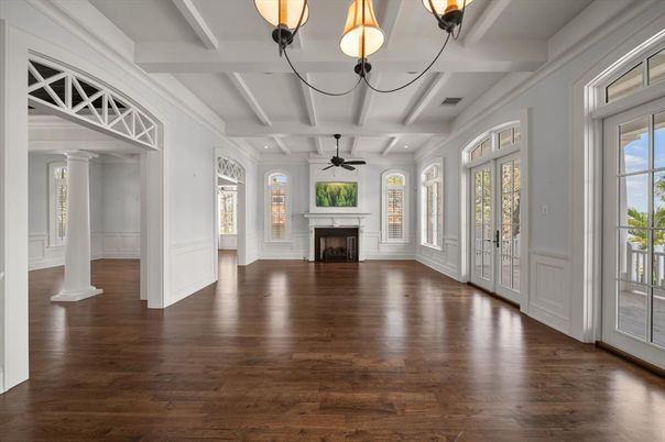 Empty room, Fireplace, Interior, Wood Texture Flooring