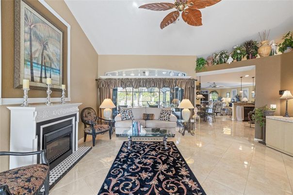 Dining room, Fireplace, Interior, Living room, Pendant Lights