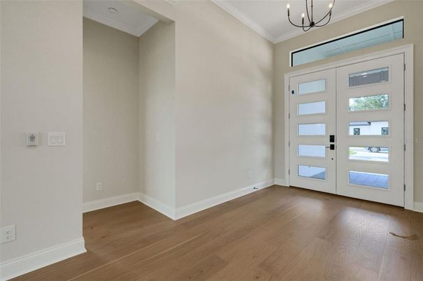 Chandelier, Empty room, Interior, Pendant Lights, Wood Texture Flooring