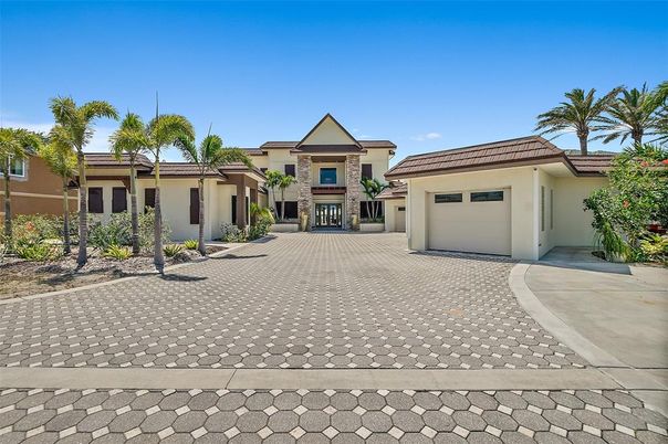 Attached, Exterior, Facade, Fireplace, Mediterranean