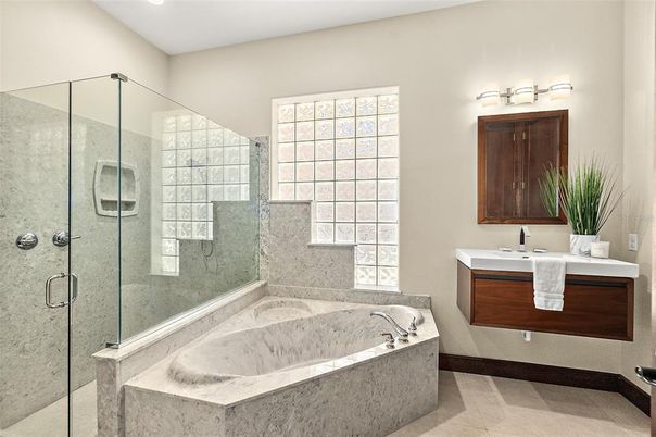 Bathroom, Glass Shower, Interior, Recessed Lighting