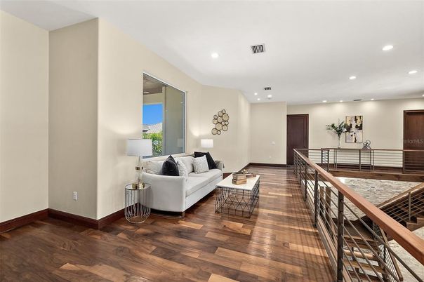 Interior, Living room, Recessed Lighting, Wood Texture Flooring
