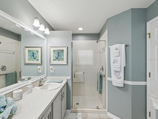 Bathroom, Dual Sink Vanities, Glass Shower, Interior, Recessed Lighting