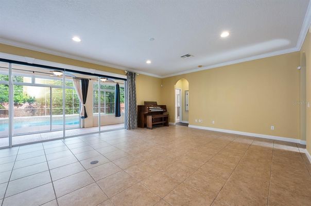 Empty room, Interior, Piano, Recessed Lighting
