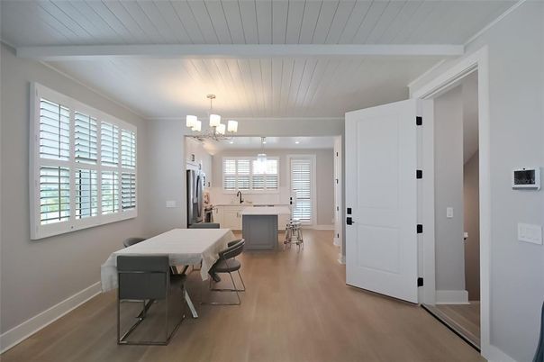 Chandelier, Dining room, Interior, Kitchen, Wood Texture Flooring