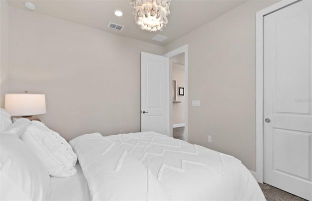 Bedroom, Chandelier, Interior, Recessed Lighting