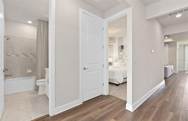 Bathroom, Bedroom, Interior, Recessed Lighting, Wood Texture Flooring