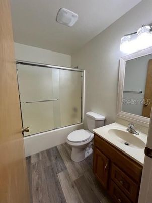 Bathroom, Glass Shower, Interior, Wood Texture Flooring