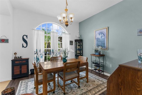 Chandelier, Dining room, Interior, Wood Texture Flooring