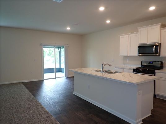 Interior, Kitchen, Recessed Lighting, Wood Texture Flooring