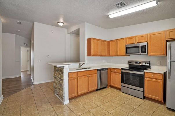 Interior, Kitchen, Stainless Steel Appliances, Wood Texture Flooring