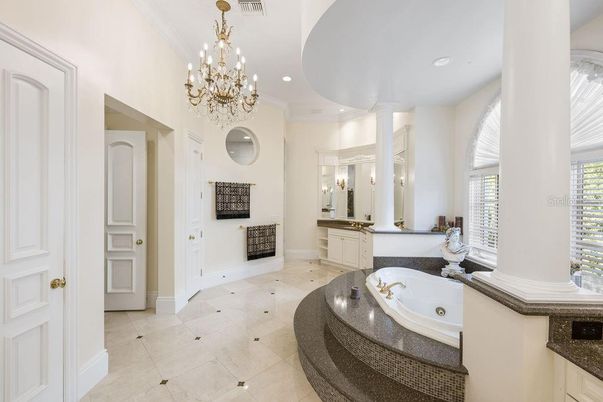 Bathroom, Chandelier, Interior, Recessed Lighting