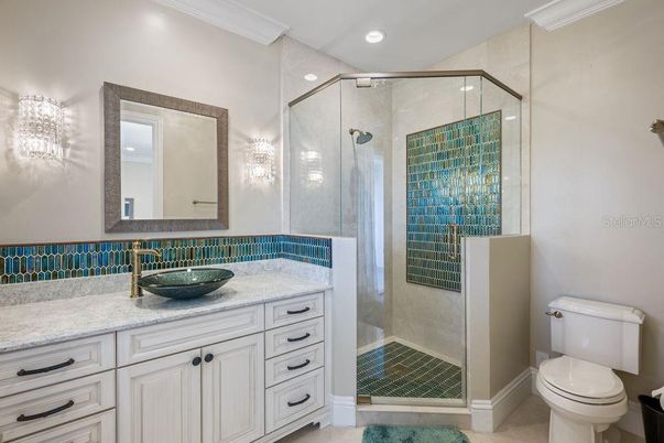 Bathroom, Glass Shower, Interior, Recessed Lighting