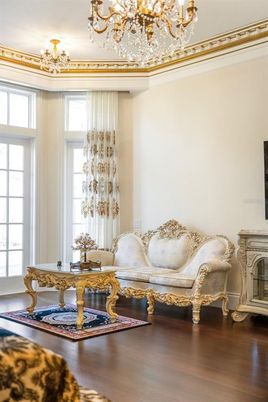 Chandelier, Interior, Living room, Wood Texture Flooring
