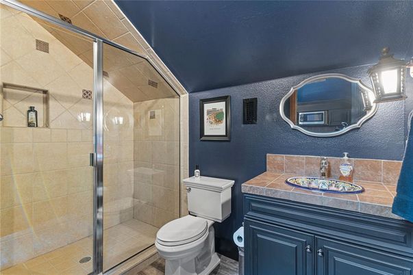 Bathroom, Glass Shower, Interior, Tile Countertops