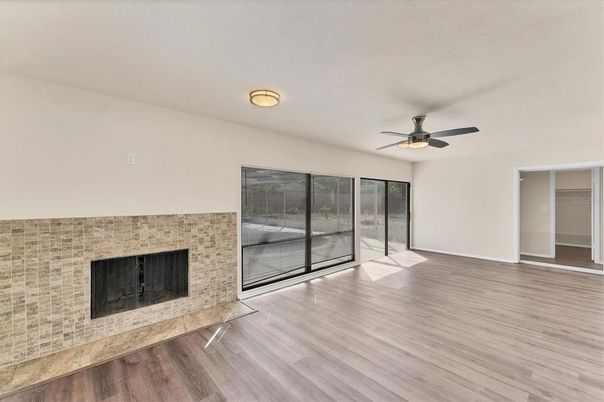 Empty room, Fireplace, Interior, Wood Texture Flooring