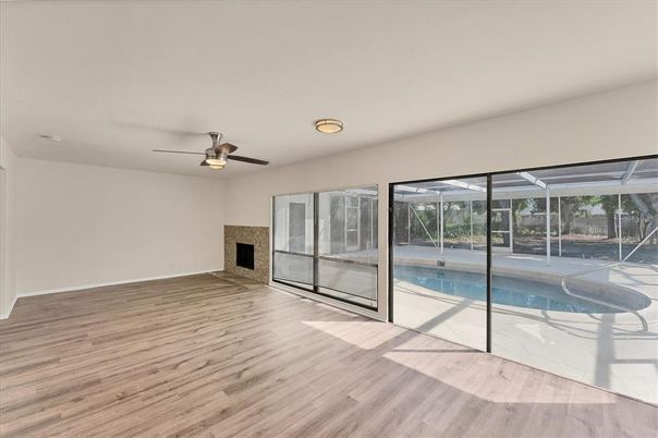 Interior, Pool, Sun Room, Wood Texture Flooring