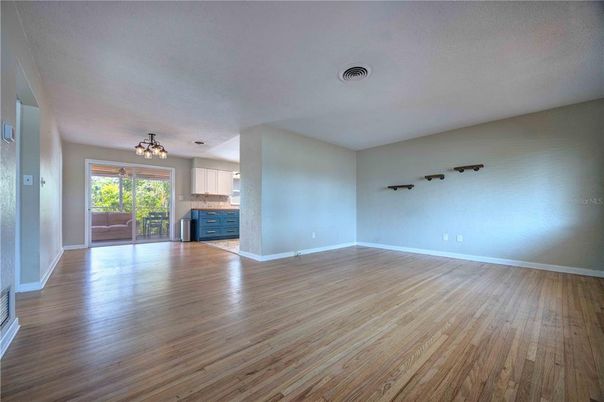 Empty room, Interior, Pendant Lights, Wood Texture Flooring