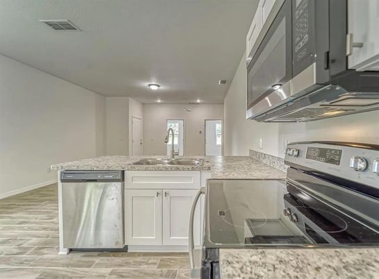 Interior, Kitchen, Stainless Steel Appliances, Wood Texture Flooring