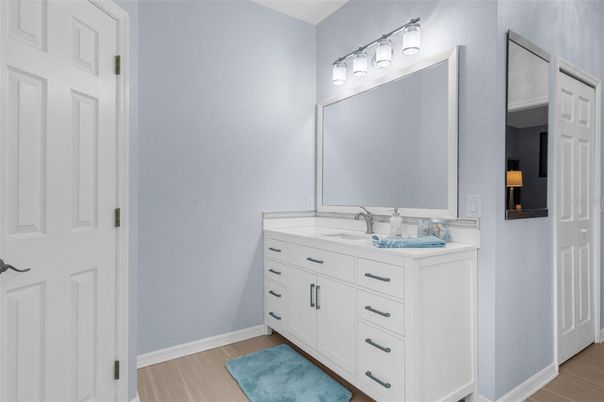Bathroom, Dual Sink Vanities, Interior, Wood Texture Flooring
