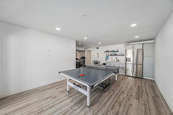 Game Room, Interior, Recessed Lighting, Wood Texture Flooring