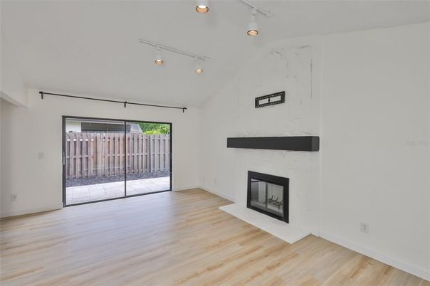 Empty room, Fireplace, Interior, Wood Texture Flooring
