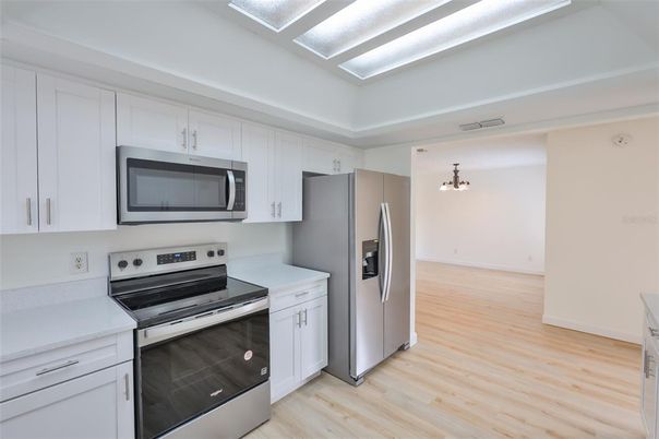 Interior, Kitchen, Stainless Steel Appliances, Wood Texture Flooring