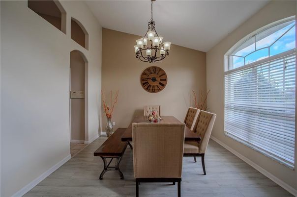 Chandelier, Dining room, Interior, Wood Texture Flooring