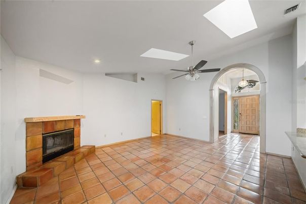 Empty room, Fireplace, Interior, Recessed Lighting