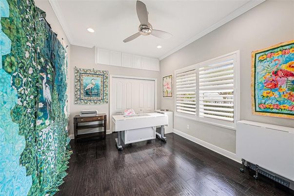 Home Office, Interior, Recessed Lighting, Wood Texture Flooring