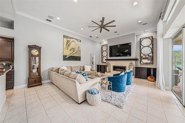 Fireplace, Interior, Living room, Recessed Lighting
