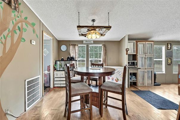 Chandelier, Dining room, Interior, Wood Texture Flooring