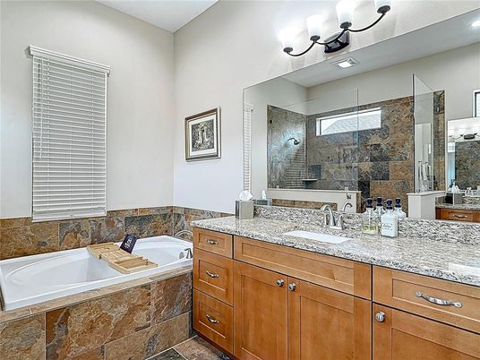 Bathroom, Dual Sink Vanities, Glass Shower, Interior