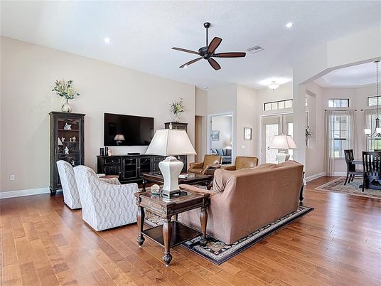 Dining room, Interior, Living room, Recessed Lighting, Wood Texture Flooring