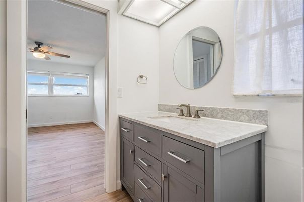 Bathroom, Dual Sink Vanities, Interior, Wood Texture Flooring