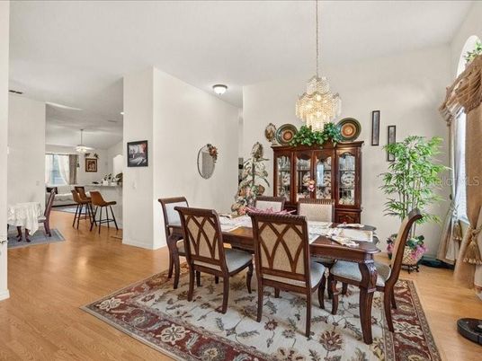 Chandelier, Dining room, Interior, Pendant Lights, Wood Texture Flooring