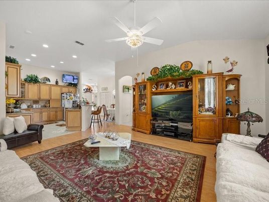 Interior, Kitchen, Living room, Recessed Lighting, Wood Texture Flooring