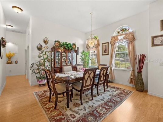 Chandelier, Dining room, Interior, Wood Texture Flooring