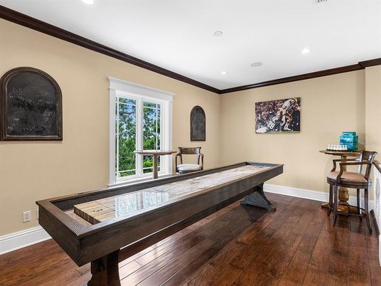 Billiard Table, Game Room, Interior, Recessed Lighting, Wood Texture Flooring