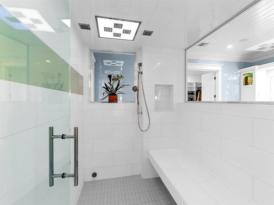 Bathroom, Glass Shower, Interior, Recessed Lighting