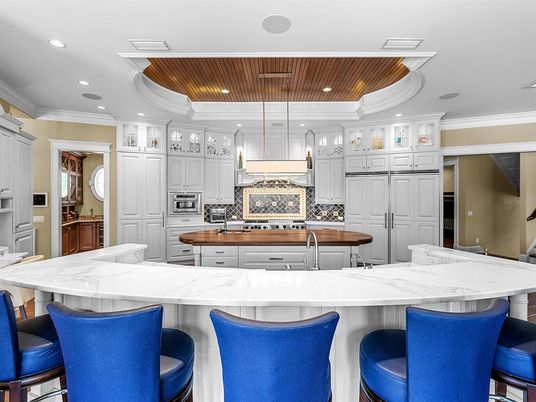 Interior, Kitchen, Pendant Lights, Recessed Lighting, Stainless Steel Appliances, Wooden Ceilings